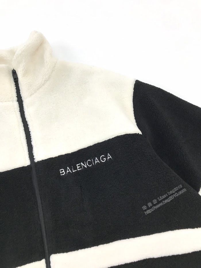 Balenciaga男裝 巴黎世家2020秋冬新款黑白拼色絨外套 男女同款  ydi3553